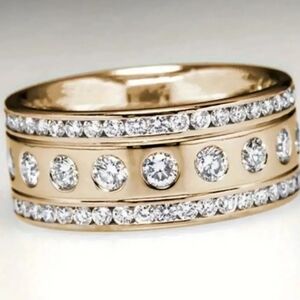 Elegant Gold Band with Crystal Accents
